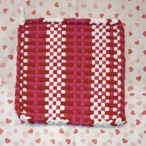 Valentine Handmade Loom Woven Potholder Extra Large Potholder, Mug Rug, Trivet